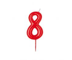 Dekora-345179 Bougie dAnniversaire Traditionnelle Numéro 8 345179, Rouge
