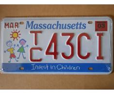 Fabbri Plaque immatriculation américaine Nouvelle 31 x 16 cm Reproduction Massachusetts USA