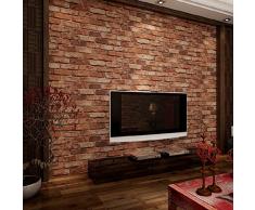 KeTian Papier peint Texturé Effet mur de brique en PVC motif 3D pour salon salles TV hôtels 0,53 x 10 m = 5,3 m²