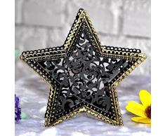 Monbedos Photophore marocain creux étoile Photophore créatif en métal pour bougeoir à suspendre pour décoration de mariage ou de festival