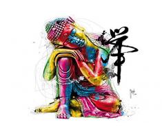 1 Mur Patrice Murciano Bouddha coloré à Coller au Mur Papier Peint Non tissé, Bois, Multicolore, 3,6 x 2,53 M