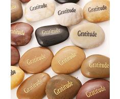 RockImpact 50 pièce Gratitude Pierres Gravées Message Chanceuse Inspirant, Cadeau avec Gravure Inspiration Mot, Jardin Décoratifs Galets, Bonheur et Encouragement (Lot de Gros, 5-8cm chacun)
