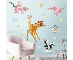 decalmile Stickers Muraux Animaux des Bois Autocollant Décoratifs Cerf Ecureuil Fleurs Oiseaux Décoration Murale Enfants Chambre Bébé Pépinière