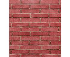 Papier Peint Auto-Adhésif Rouge Brique Papier Peint Papier Peint Brique Vintage Papier de Contact Pour Décorer la Cuisine Chambre Salon Papier Peint Amovible Cadeau de Noël 44 * 500 cm