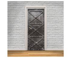 Kangrunmys ImperméAble Stickers Porte 77X200Cm, éLéGance CréAtif Amovible Ne Se Fanent Pas Door Sticker,3D Autocollants Porte pour Chambre Cuisine Placard Adulte Enfant Noir