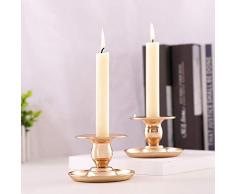 GoMaihe Bougeoirs Détenteur 2 Pcs, Chandelier Doré Vintage en Fer Forge Plateau Retro Candélabres Decoration Table pour Saint Valentin De Noël Halloween Mariage Cérémonie Anniversaire, dor