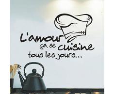 Moonuy Cuisine Autocollant Vinyle Decal Cuisine Carrelage Chef Mur Décor Savoureux Wall sticker Chambre Cuisine decoration murale vignette Décoration de cuisine Autocollant Applique (Noir)