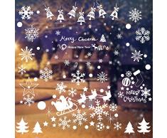 WELLXUNK Fenêtre Flocon de Neige Autocollant,192 Pcs Noël Flocons De Neige Stickers,Flocons de Noel Statiques,pour Decoration noël Autocollant Maison de Noël Fournitures de Fête