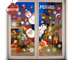 heekpek Noël Autocollants Noel Stickers Fenetre Noël Décoration DIY Bonhomme de Neige Renne Père Noël pour Noël Décorations Autocollant Amovibles Statique Autocollants