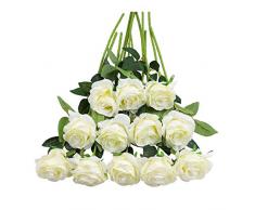 Tifuly Lot de 12 Roses Artificielles, Deco Fausses Fleurs en Soie avec Tige Simple de 19,68 pouces, Fleur Réaliste pour Fête Jardin en Famille Hôtel Décoration de Mariage, Décor Floral