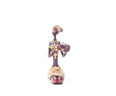 GEMME Statuette Femme Africaine Assis avec Pot- Hauteur 20 cm