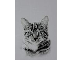 Tableau mural pour chambre d’enfant Motif animaux - Prêt à accrocher, Statuette en forme de chat, ivoire, 30x40 cm