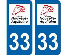 SAFIRMES 2 Autocollants Plaque immatriculation Auto 33 Nouvelle Aquitaine - Logotype