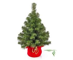 artplants.de Mini Sapin de Noël Artificiel VARSOVIE, Vert, Rouge, 60cm, Ø 40cm - Arbre de Noël Plastique - Sapin Artificiel PVC