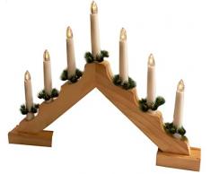 Bougeoir Chandelier Noël bois 7 bougies LED Décoration lumineuse fenêtre