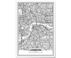Panorama Poster Carte de Londres 50 x 70 cm - Imprimée sur Poster de Grande qualité - Poster Ville Noir et Blanc - Tableau Moderne pour la Maison - Décoration Murale - Affiche Vintage