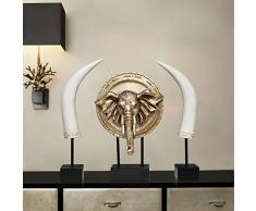Sculpture,3Pcs Set Statue Résine Figurines en Ivoire DÉléphant dor De La Chance Feng Shui Bureau Cadeaux Accessoires Ornements, Statuette De LArtisanat pour LOffice Home Decor