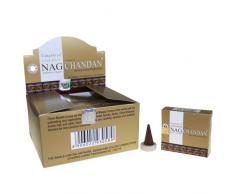 Nag Golden - Cônes de Chandan 15 g par pièce Contient 15 g dencens (10 cônes environ), produit à la main en Inde Un cadeau idéal pour un anniversaire, Noël, etc.