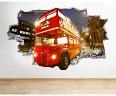 Stickers muraux Londres Bus Taxi Célèbre Rouge Poster Salon Chambre Art 3D, Vinyle, multicolore, 12 in width