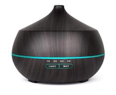 Tenswall 400ml Diffuseur dHuiles Essentielles, Très Silencieux Humidificateur Ultrasonique Sans BPA avec 7 Couleurs Lumières LED pour la Maison, Yoga, Bureau, SPA, Chambre