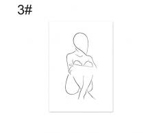 Austinstore Toile murale abstraite femme nordique sans cadre Décoration de chambre à coucher – 3# 30 x 40 cm
