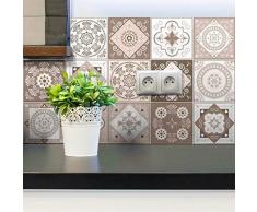 15 Stickers muraux Cuisine - Sticker Mural - Carreaux de Ciment adhésif Mural - Stickers Muraux azulejos - Sticker Carrelage adhesif Mural Salle de Bain 10 x 10 cm - 15 PCS Carreau de Ciment adhesif
