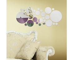 Ufengke® 28 Pièces 3D Rond Ring Effet De Miroir Stickers Muraux Design À La Mode Art De Décalque Décoration De La Maison Argent