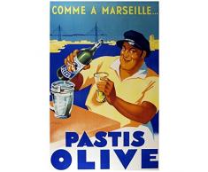 Editions Clouet 50294 - Affiche publicitaire 50x70 cm Pastis Olive - Pastis Marseille