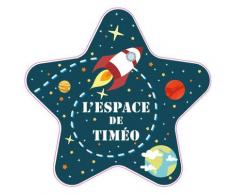 Sticker Porte Prénom Personnalisable Espace - Dimensions 21x20cm - Adhesif Permanent Brillant