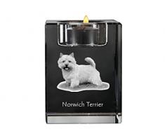 Norwich Terrier, Chandelier en cristal, bougeoir avec un chien, souvenir, édition limitée