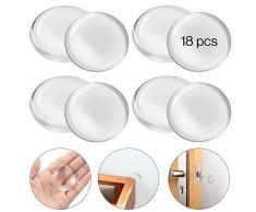 18 Pièces Protecteur Mural de Butée de Porte, Autocollant Auto-Adhésif de Tampon de Bouton de Porte Ronde Transparent Pare-Chocs de Poignée de Porte en Silicone pour Mur, Poignée de Porte (1,57 Pouce)