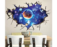 L-Peach 60*90cm 3D PVC Univers Paysage Faux Fenêtre Sticker Mural Créatifs Poster Stickers Muraux Chambre Autocollant Mural Amovibles