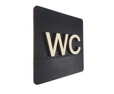 Enseigne en Bois Noir Toilette WC Toilettes Plaque de Porte Homme et Femme Pictogramme (14 x 14 cm), Bois, noir, 14 x 14 cm