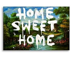 Impression sur toile de lin motif banksy 60 x 40 cm, motif "home sweet home!" toile sur châssis pop-art, peintures, art, posters, photos en décoration-ce produit n'est pas un poster