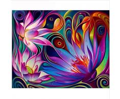 WACYDSD Peinture par Numero Fleur Abstraite Colorée Cadeau Unique De Bricolage Peinture À lhuile Peinte À La Main pour des Œuvres dart À La Maison De Décoration Murale sans Cadre