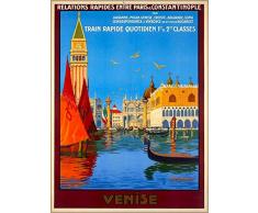 ABLERTRADE Plaque en métal 20,3 x 30,5 cm Venise par Le Train Italie Art Voyage publicitaire Poster en métal Décoration Murale
