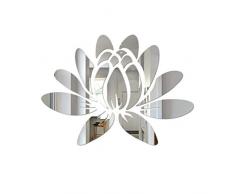 LIOOBO 1 pc Lotus Sticker Mural Miroir Acrylique Fleur Peel and Stick Stickers Muraux Stickers Muraux Murales pour Chambre Salle De Bains Salon Argent