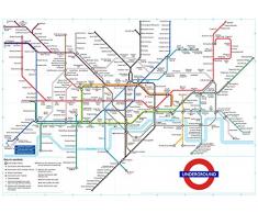 RevendicArt Affiche/Poster Plan du métro Londres - Couleur - 40x30 cms