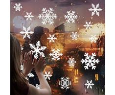 CUSFULL 108 Pcs Stickers Noël Flocons de Neige Blanche Amovible Décoration pour Mural Vitre Fenêtre, Deco Noel Salon Vitrine de Chambre