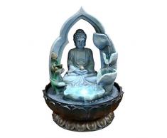 Humidificateur de lair ambiant Buddha Fountain - Fontaine deau de table Bouddha de 13 pouces for la décoration de la maison et du bureau, Sculpture décorative avec lumière LED et boule rotative for