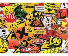 Lot de stickers, autocollants danger, avertissement, panneau, risque, alerte
