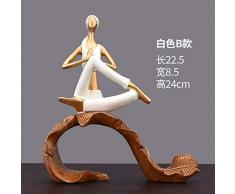 FENGJIAREN Statues, Statuette, Sculptures,Blanc Ivoire Figurine Fille Yoga Girls Dream Girl Moderne Figure Yoga Art Sculpture Résine Poupées Artisanat Décoration Maison