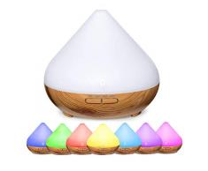 TaoTronics Diffuseur Huiles Essentielles Electrique 300mL, 2 Modes de Brume, Minuterie 1/3/6H, 7 Couleurs LED changeantes, Arrêt Automatique, Fonction Silencieux, Diffuseur dhuile essentielle maison