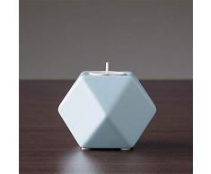 SWECOMZE Bougeoir en céramique Macaron Geometric pour Chambre à Coucher, Salon Salle de Bain Mariage, Bleu