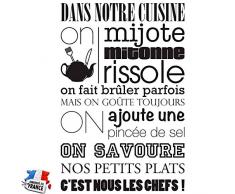 Sticker Dans notre cuisine - Taille 54x81 cm - couleur noire - Sticker murale pour cuisine Beestick - Fabriqué en France