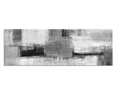 Impression sur toile - Tableau de peinture abstraite - Panoramique - Noir, blanc, gris, jaune - 150 x 50 cm