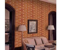 Papier Peint Adhésif Auto-Collant Décoratif Wallpaper Sticker Repositionnable Rouge brique Décoration Maison Salon Cuisine Panneau DIY Mousse Imperméable Moderne 45 * 500cm