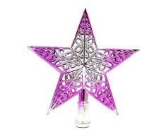 Creux Cimier De Sapin De Noel Etoile, Décorations Sapin De Noel, Brillantes, Rose, 20 * 20Cm
