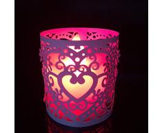 Lot de 6pcs Abat-jour de Bougie à LED Motif Coeur Ajouré Décoration pour Noël Mariage (Rose)
