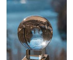 IZSUZEE K9 Boule de Cristal 80mm avec Embase de Crystal Lensball Boule en Verre Neige Personnalisable pour la Decoration de la Photographie/Bureau/Interieur/Maison